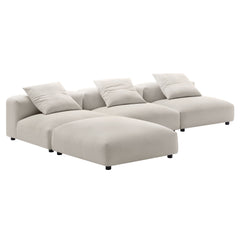 Solace Salt 4-Piece Modular Upholstered Fabric Sectional Sofa - Ornate Home