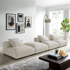 Solace Salt 4-Piece Modular Upholstered Fabric Sectional Sofa - Ornate Home