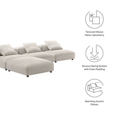 Solace Salt 4-Piece Modular Upholstered Fabric Sectional Sofa - Ornate Home