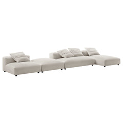 Solace Salt 4-Piece Modular Upholstered Fabric Sectional Sofa With Ottoman - Ornate Home
