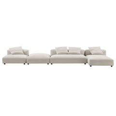 Solace Salt 4-Piece Modular Upholstered Fabric Sectional Sofa With Ottoman - Ornate Home