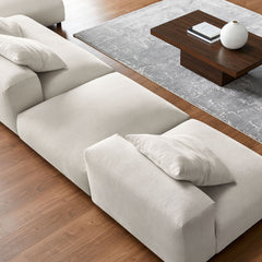 Solace Salt 4-Piece Modular Upholstered Fabric Sectional Sofa With Ottoman - Ornate Home