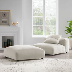 Solace Salt Modular Upholstered Fabric Armless Chair and Ottoman Set - Ornate Home