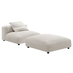 Solace Salt Modular Upholstered Fabric Armless Chair and Ottoman Set - Ornate Home