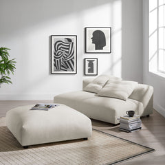 Solace Salt Modular Upholstered Fabric Armless Loveseat and Ottoman Set - Ornate Home