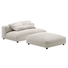 Solace Salt Modular Upholstered Fabric Armless Loveseat and Ottoman Set - Ornate Home