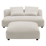Solace Salt Modular Upholstered Fabric Armless Loveseat and Ottoman Set - Ornate Home
