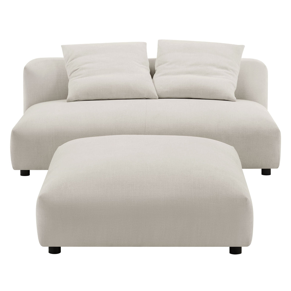 Solace Salt Modular Upholstered Fabric Armless Loveseat and Ottoman Set - Ornate Home