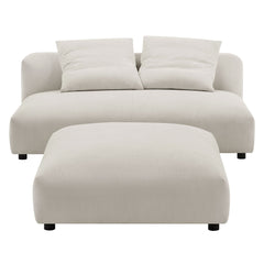 Solace Salt Modular Upholstered Fabric Armless Loveseat and Ottoman Set - Ornate Home