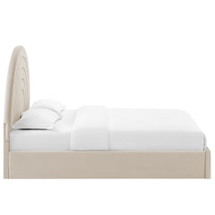 Solana Almond Arched Performance Velvet King Platform Bed - Ornate Home
