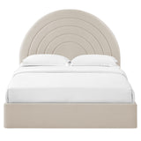 Solana Almond Arched Performance Velvet King Platform Bed - Ornate Home