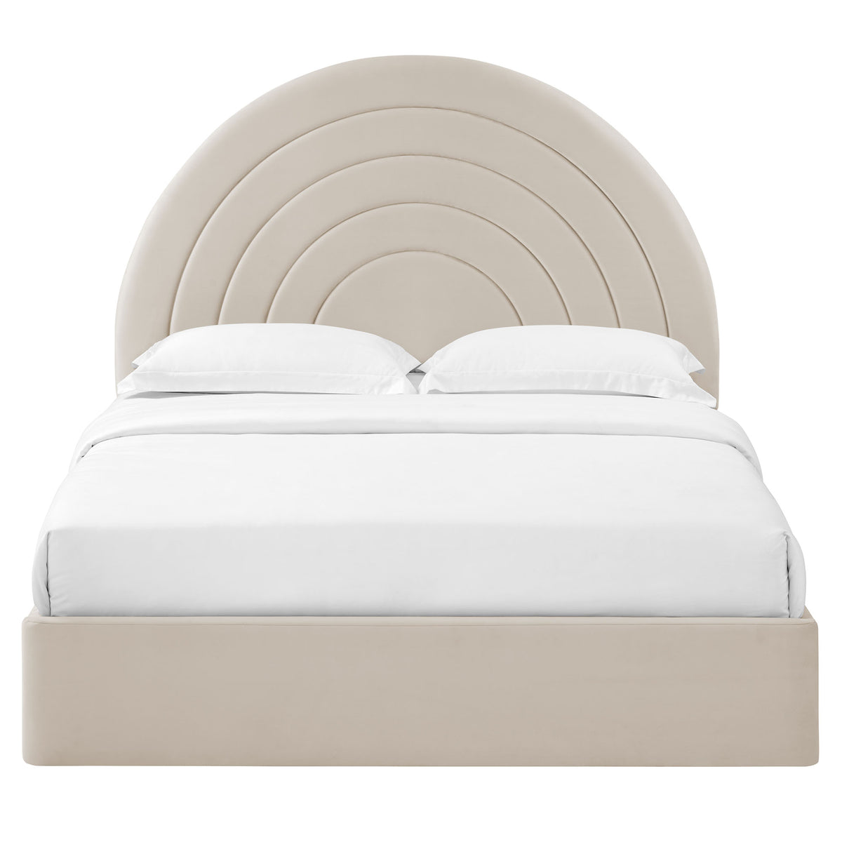 Solana Almond Arched Performance Velvet King Platform Bed - Ornate Home