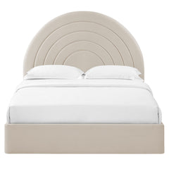 Solana Almond Arched Performance Velvet King Platform Bed - Ornate Home