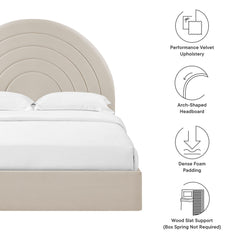 Solana Almond Arched Performance Velvet King Platform Bed - Ornate Home