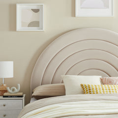 Solana Almond Arched Performance Velvet Queen Headboard - Ornate Home