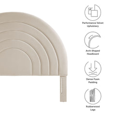 Solana Almond Arched Performance Velvet Queen Headboard - Ornate Home