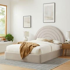 Solana Almond Arched Performance Velvet Queen Platform Bed - Ornate Home