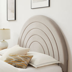 Solana Almond Arched Performance Velvet Queen Platform Bed - Ornate Home