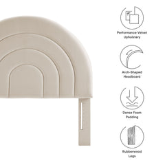 Solana Almond Arched Performance Velvet Twin Headboard - Ornate Home
