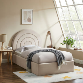 Solana Almond Arched Performance Velvet Twin Platform Bed - Ornate Home