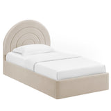 Solana Almond Arched Performance Velvet Twin Platform Bed - Ornate Home