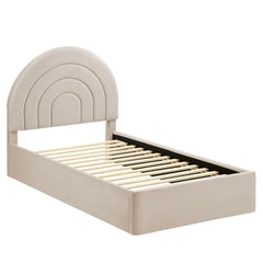 Solana Almond Arched Performance Velvet Twin Platform Bed - Ornate Home