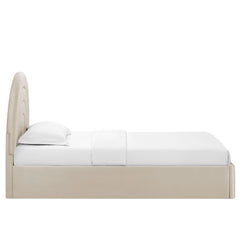 Solana Almond Arched Performance Velvet Twin Platform Bed - Ornate Home