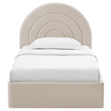Solana Almond Arched Performance Velvet Twin Platform Bed - Ornate Home