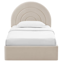 Solana Almond Arched Performance Velvet Twin Platform Bed - Ornate Home