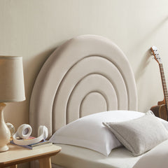 Solana Almond Arched Performance Velvet Twin Platform Bed - Ornate Home