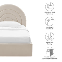 Solana Almond Arched Performance Velvet Twin Platform Bed - Ornate Home