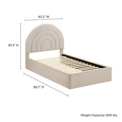 Solana Almond Arched Performance Velvet Twin Platform Bed - Ornate Home