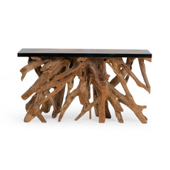 Solana Black Resin Rectangular Console Table - Ornate Home
