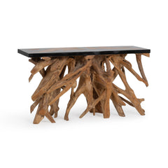 Solana Black Resin Rectangular Console Table - Ornate Home