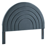 Solana Cadet Blue Arched Performance Velvet Full Headboard - Ornate Home