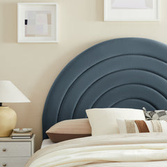 Solana Cadet Blue Arched Performance Velvet King Headboard - Ornate Home