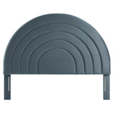Solana Cadet Blue Arched Performance Velvet Queen Headboard - Ornate Home