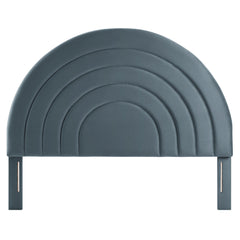 Solana Cadet Blue Arched Performance Velvet Queen Headboard - Ornate Home