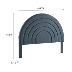 Solana Cadet Blue Arched Performance Velvet Queen Headboard - Ornate Home