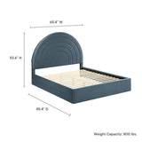 Solana Cadet Blue Arched Performance Velvet Queen Platform Bed - Ornate Home