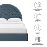 Solana Cadet Blue Arched Performance Velvet Queen Platform Bed - Ornate Home