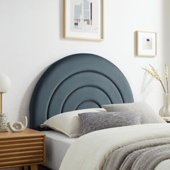 Solana Cadet Blue Arched Performance Velvet Twin Headboard - Ornate Home