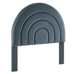 Solana Cadet Blue Arched Performance Velvet Twin Headboard - Ornate Home