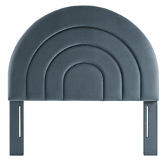 Solana Cadet Blue Arched Performance Velvet Twin Headboard - Ornate Home
