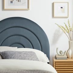 Solana Cadet Blue Arched Performance Velvet Twin Headboard - Ornate Home