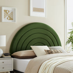 Solana Moss Green Arched Performance Velvet Full Headboard - Ornate Home
