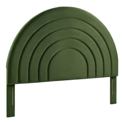 Solana Moss Green Arched Performance Velvet Full Headboard - Ornate Home