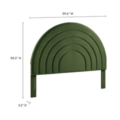 Solana Moss Green Arched Performance Velvet Full Headboard - Ornate Home