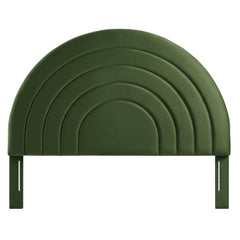 Solana Moss Green Arched Performance Velvet King Headboard - Ornate Home