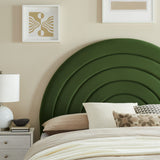 Solana Moss Green Arched Performance Velvet King Headboard - Ornate Home